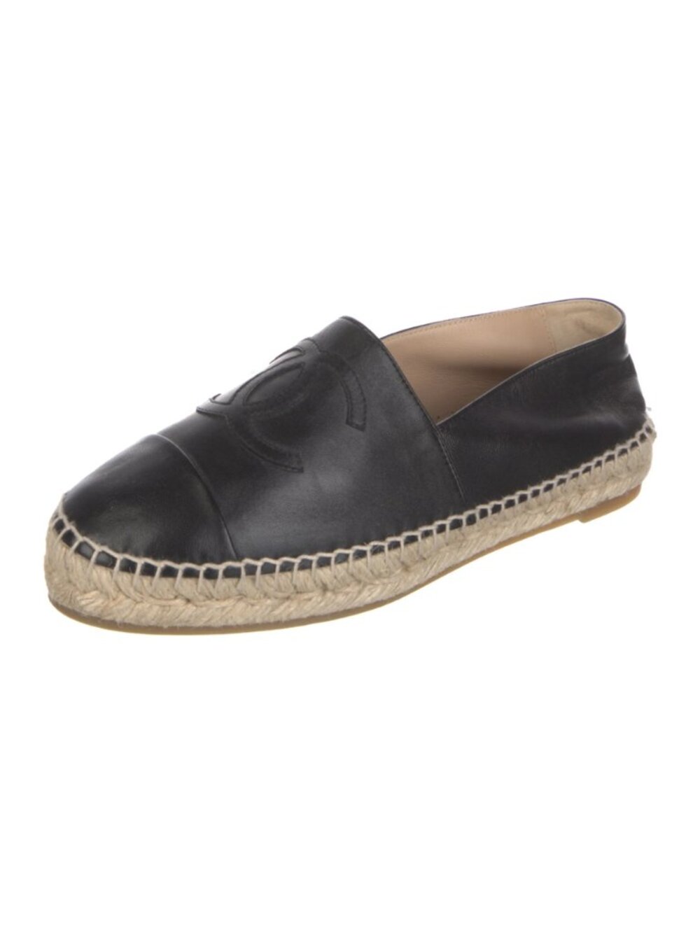 Chanel Black Leather CC Espadrilles EU 39 US 9 - Picture 2 of 5